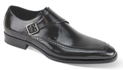 Black Single Monk Strap Moc Toe Leather Dress Shoes