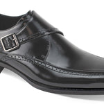 Pictor Collection: Genuine Leather Black Single Monk Strap Moc Toe Shoes