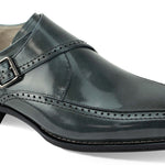 Pictor Collection: Genuine Leather Grey Single Monk Strap Moc Toe Shoes