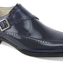Pictor Collection: Genuine Leather Navy Single Monk Strap Moc Toe Shoes