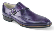 Purple Single Monk Strap Moc Toe Leather Dress Shoes