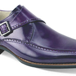 Pictor Collection: Genuine Leather Purple Single Monk Strap Moc Toe Shoes