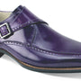 Pictor Collection: Genuine Leather Purple Single Monk Strap Moc Toe Shoes