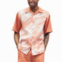 Vibique Collection: Men's Print Design Shorts Set Walking Suit In Apricot