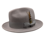 Ash Grey Lightfelt 2 1/2" Wide Brim Wool Felt Pinch Crown Fedora Hat by Montique