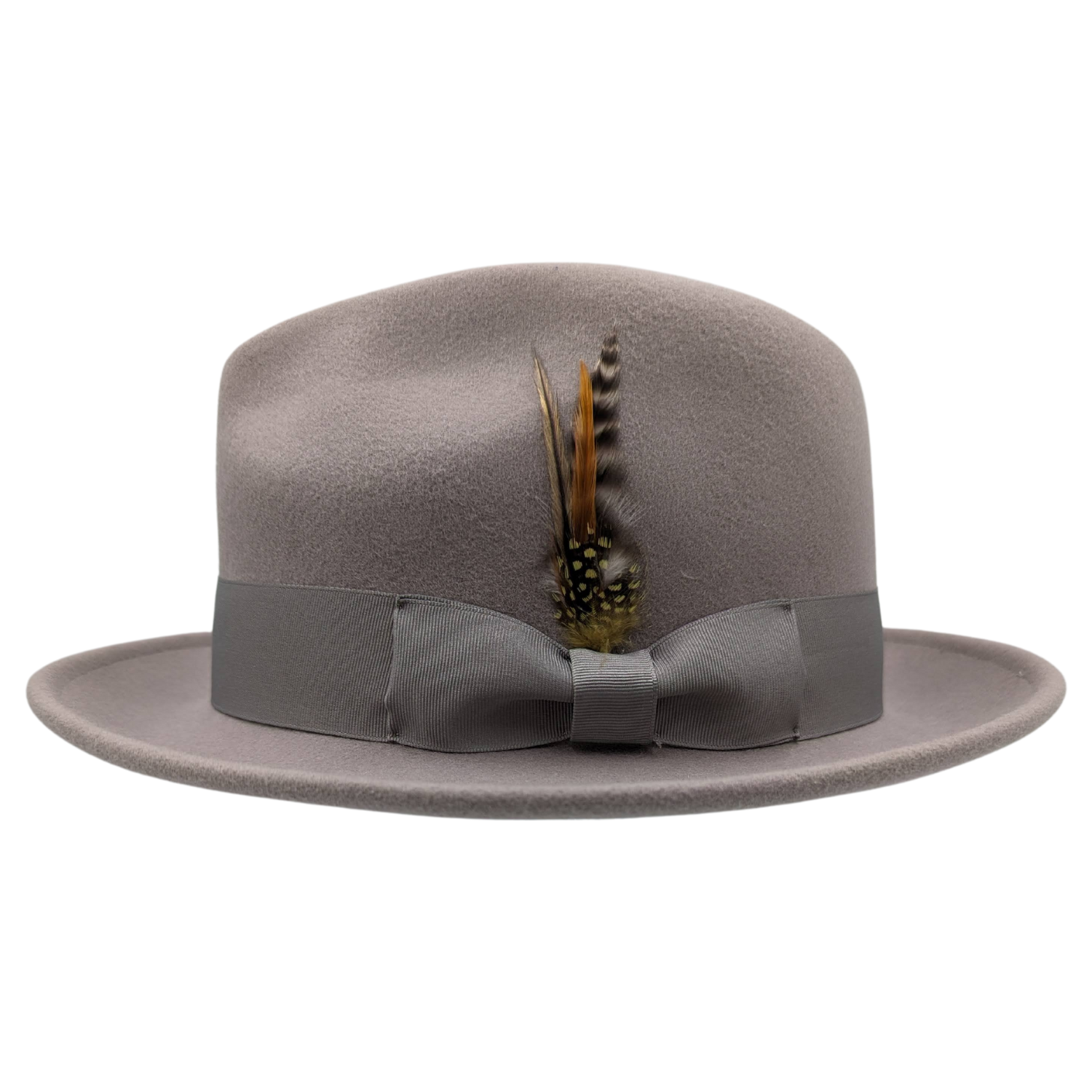 montique ash grey wide brim wool felt fedora side view