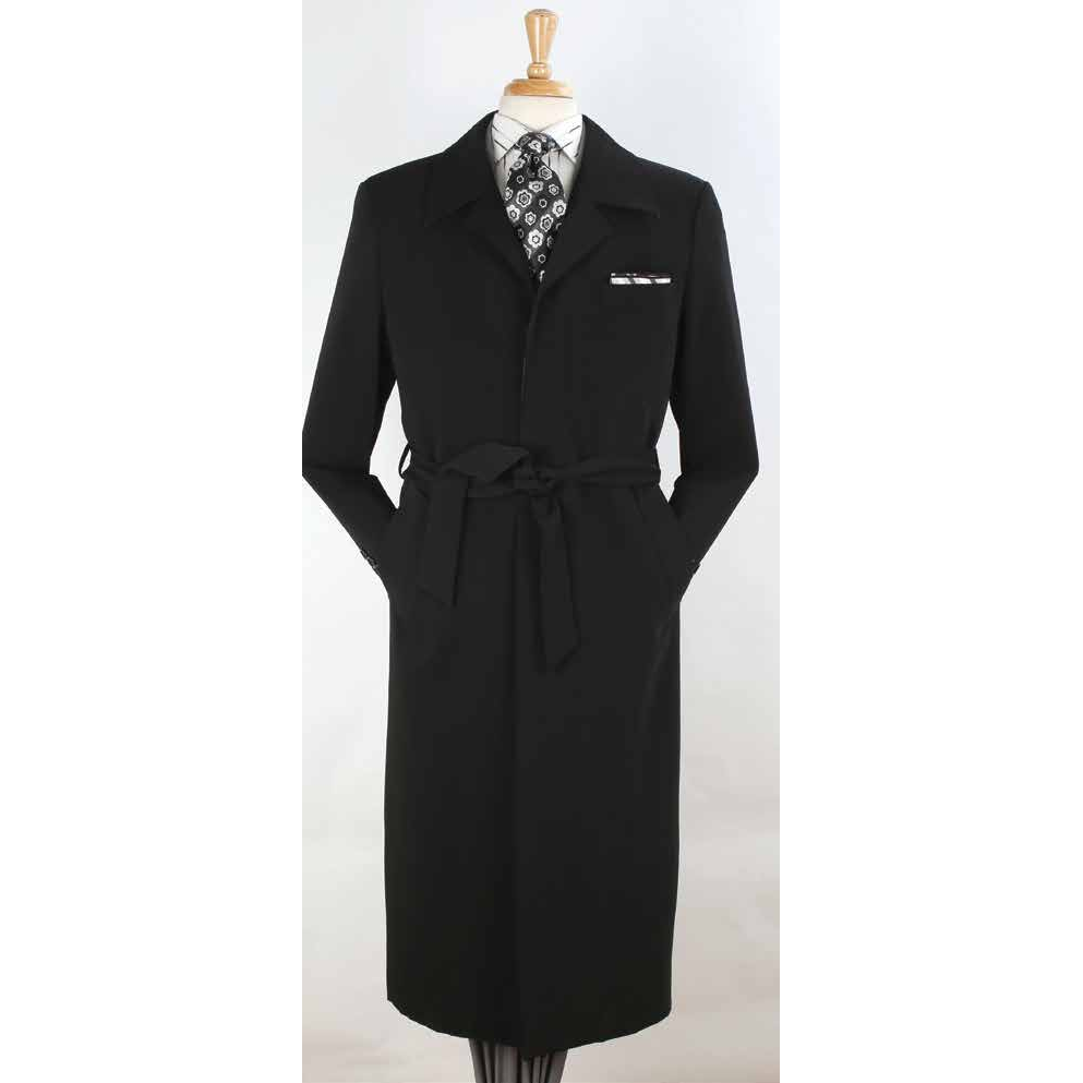 Black Belted Microfiber Duster Coat - supplier reference