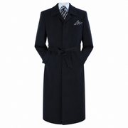 Navy Belted Microfiber Duster Coat