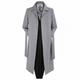 Gray Belted Microfiber Duster Coat