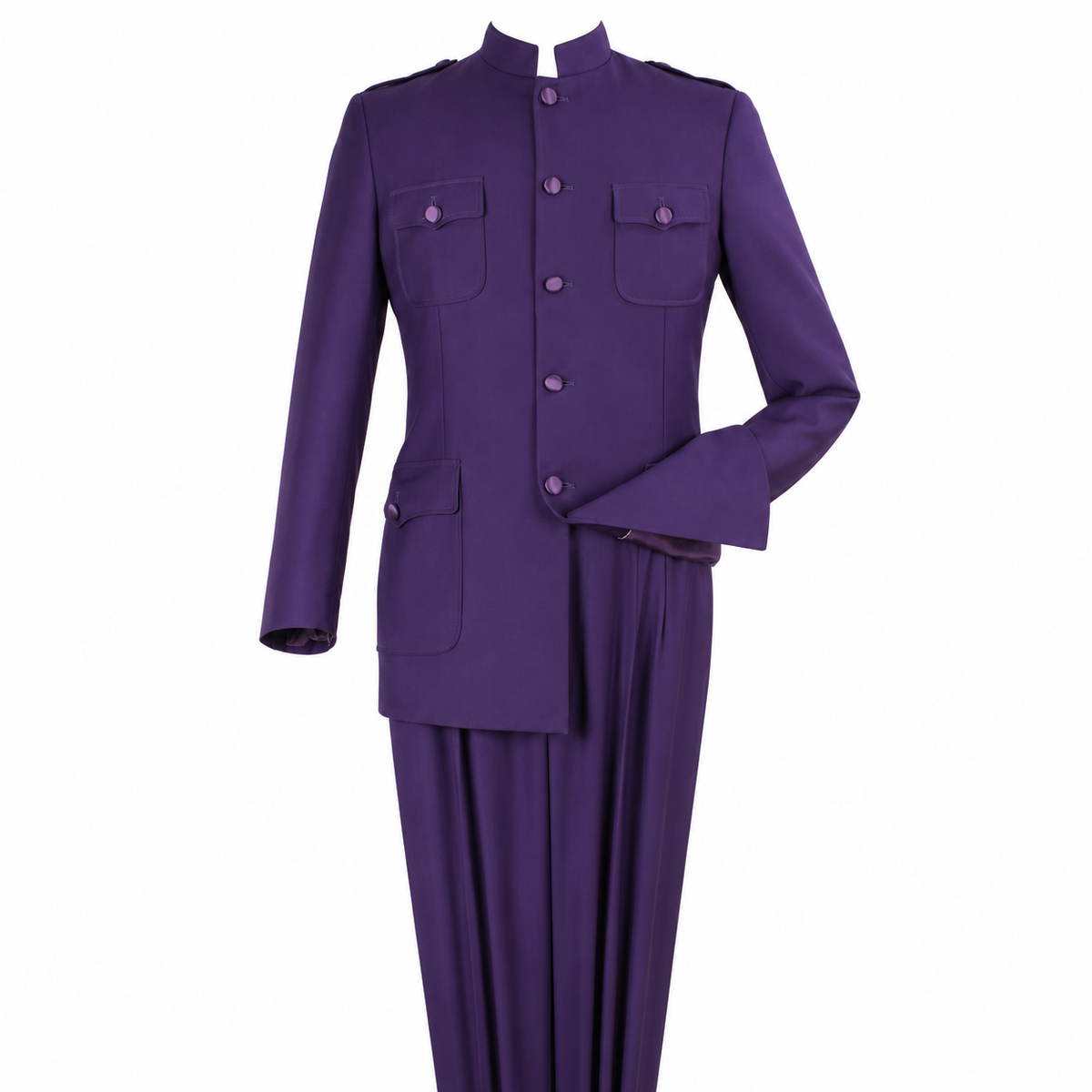 Purple Purple 2-Piece Mandarin-Collar Fashion Suit generated product view