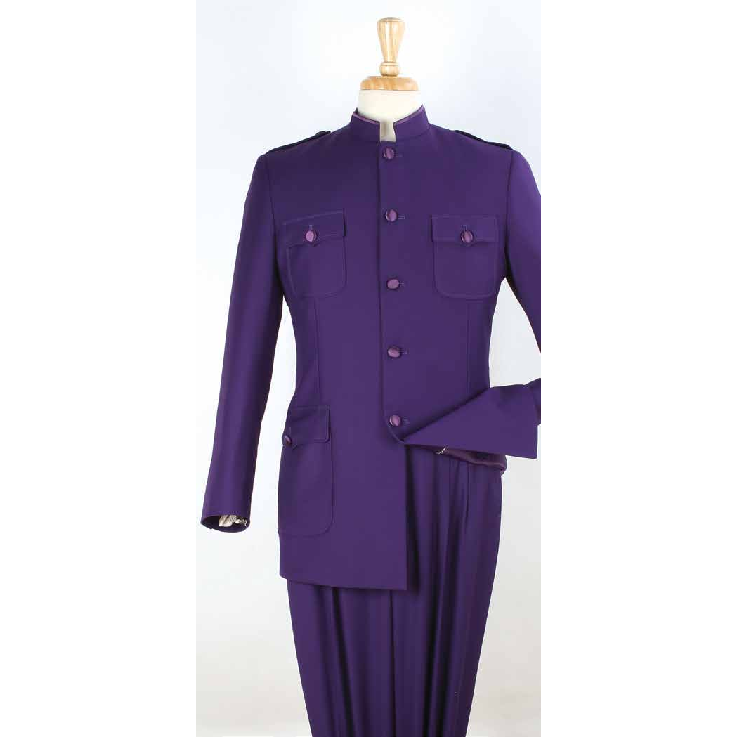 Purple Purple 2-Piece Mandarin-Collar Fashion Suit supplier reference