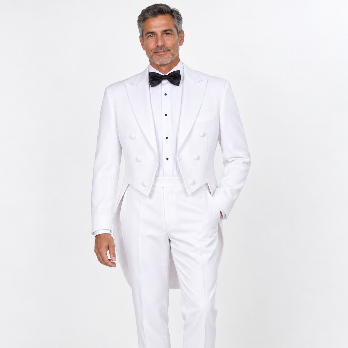 White White 2-Piece Tailcoat Tuxedo generated model view