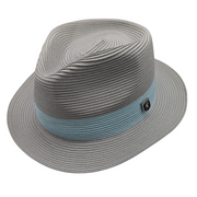 Blue Poly Braid Fedora Hat with 2 Inch Brim