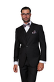 Pan Prestige Collection: 3PC Modern Fit Solid Color Suit With Super 150's Italian Wool In Black