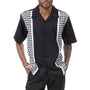 Vintage Charm Collection: Checker Plaid Color Block Shorts Set Walking Suit In Black -72421