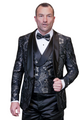 Eclipse Elegance Collection: 3PC Modern Fit Shawl Lapel Tuxedo With Woven Fabric In Black