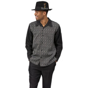 Men’s Black White Monochromatic Walking Suit – 2 Piece Long Sleeve Set