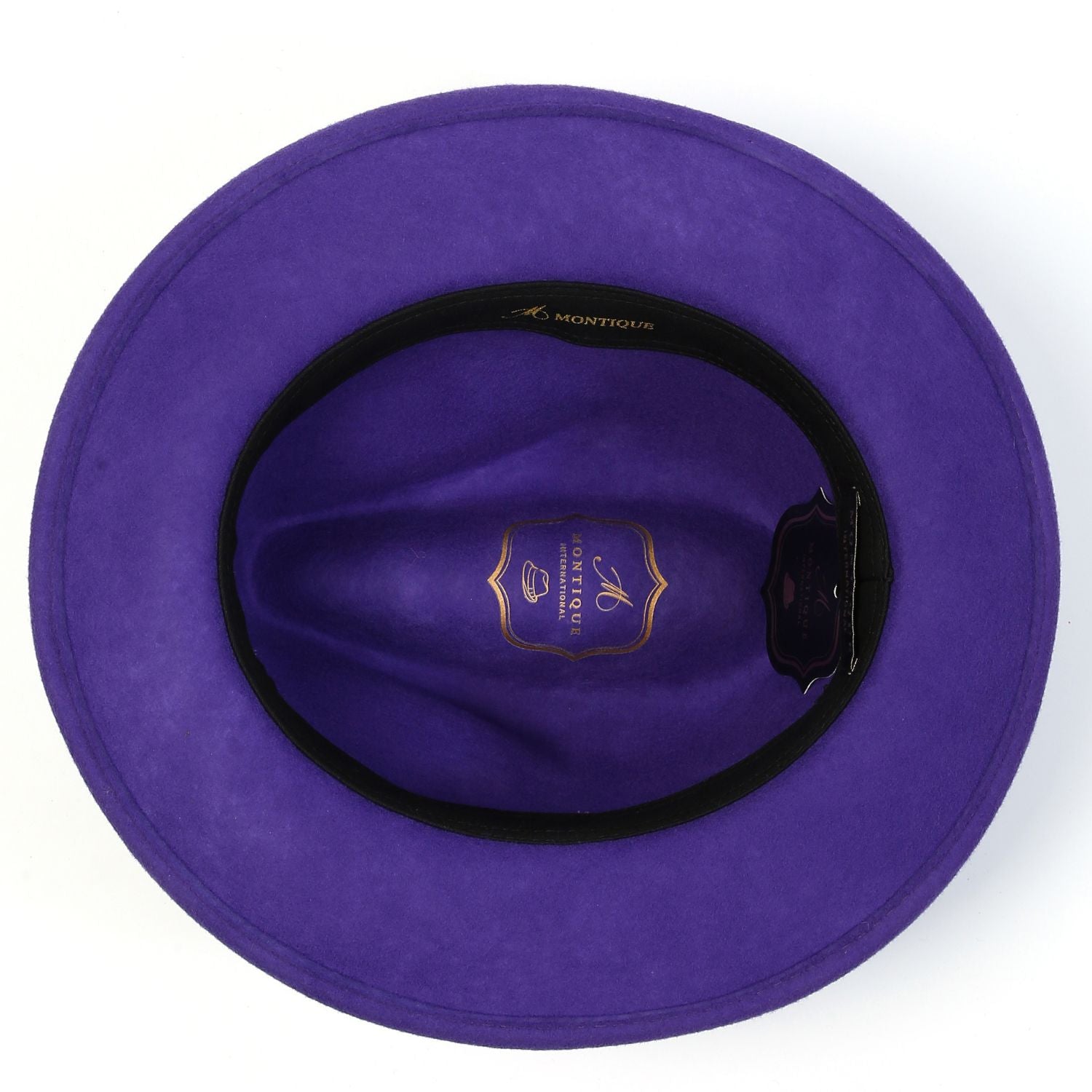 blackberry wool felt fedora hat crown and brim detail