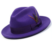 Blackberry Lightfelt 2 1/2" Wide Brim Wool Felt Pinch Crown Fedora Hat by Montique