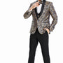 Keats Collection: Men's 3-Piece Blue/Black Gold Paisley Suit - Slim Fit