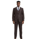 Plaid 3-Piece One-Button Closure Hybrid Fit Suit In Brown by Stacy Adams