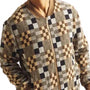 Gents Geo Square Plaid Bomber Full Cut Jacket In Brown