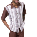 Modairn Collection: Plaid 2-Piece Walking Suit Shorts Set in Brown