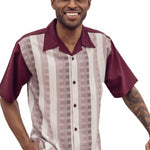 Modairn Collection: Montique Plaid 2-Piece Walking Suit Set In Burgundy -2409