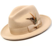 Camel Lightfelt 2 1/2" Wide Brim Wool Felt Pinch Crown Fedora Hat by Montique