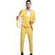 3-Piece Skinny Fit Solid Suit with Peak Lapel Vest - Canary by Tazzio