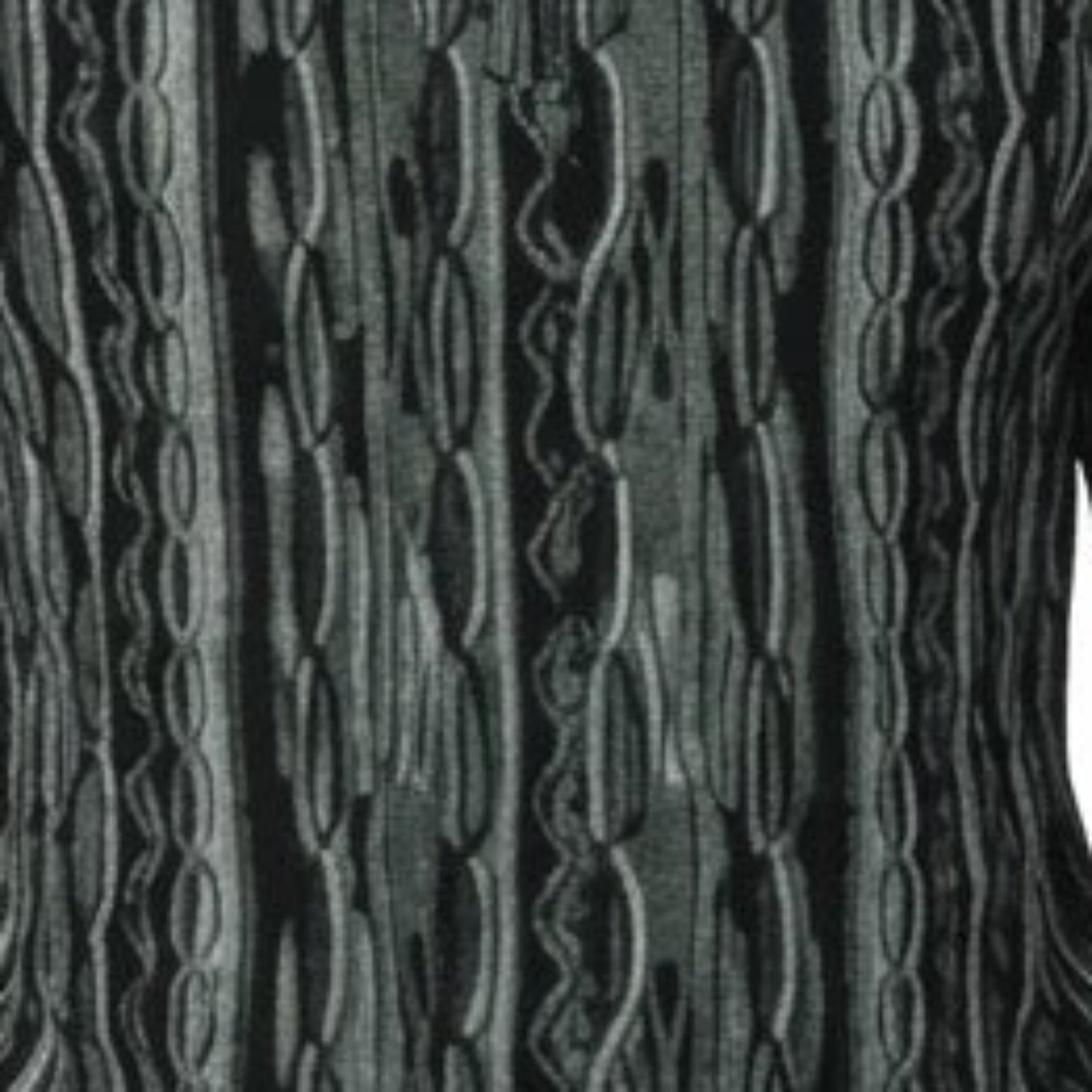 Close-up of black wavy textured knit walking suit shorts set fabric detail