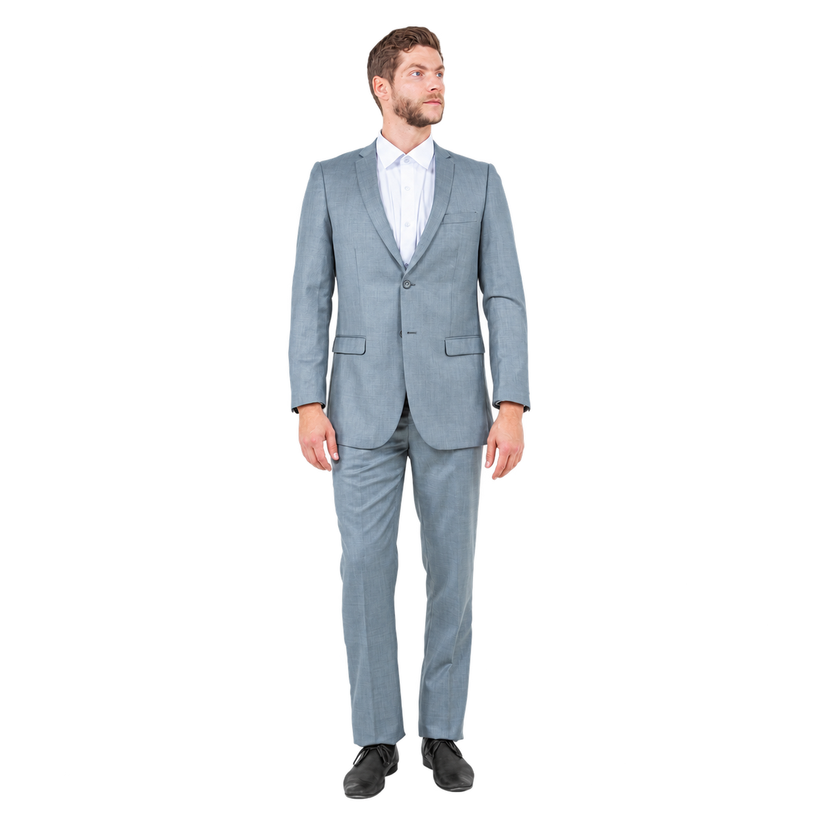 Shark grey slim fit suit, front view