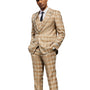 Onyxo Collection: Men's Glen Plaid 3 Piece Hybrid Fit Suit In Copper