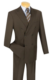 Men’s 2-Piece Double-Breasted Regular Fit Suit with Adjustable Waistband - Brown
