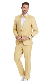 Distinction Collection: Men's Solid 2-Piece Suit In Dijon - Slim Fit