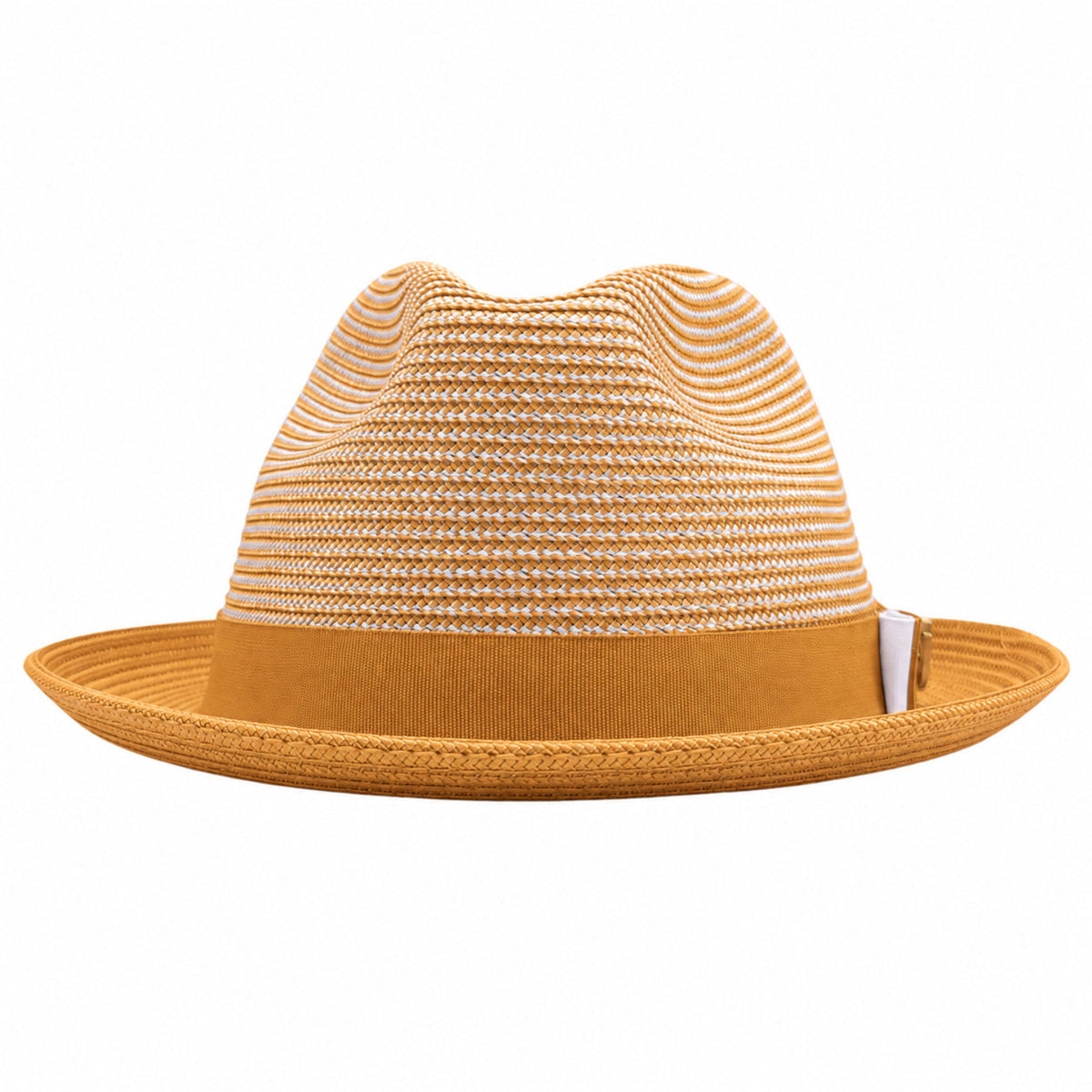 OG gold two-tone stingy brim fedora hat by Montique front view