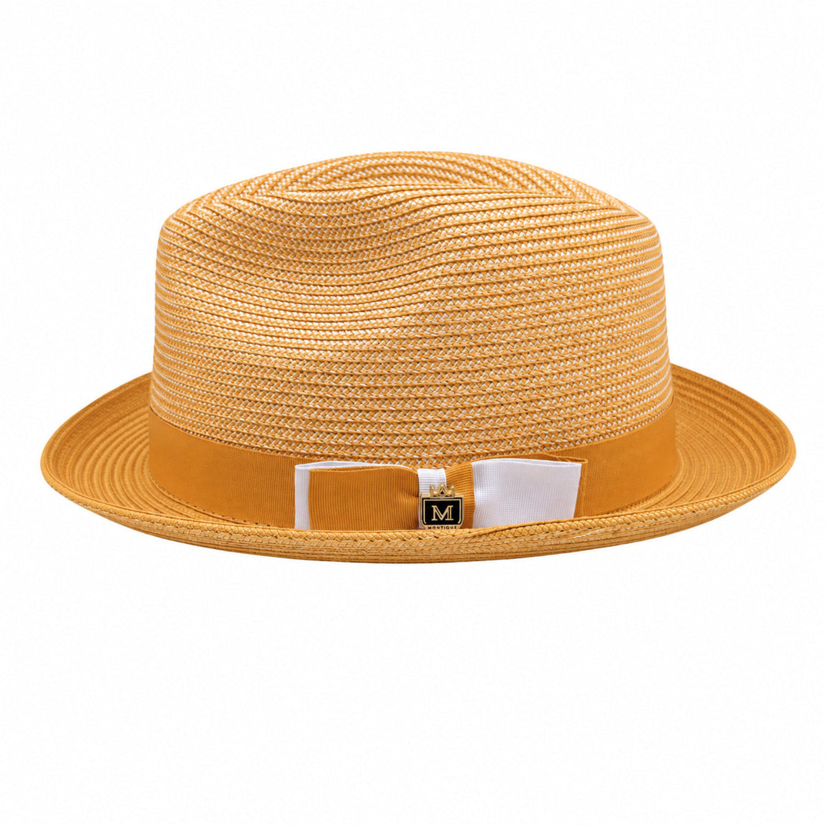 OG gold two-tone stingy brim fedora hat by Montique side view