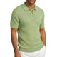 Green Textured Knit Zip Polo Shirt by Stacy Adams