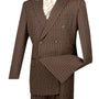 Symphony Collection: Brown 2 Piece Pinstripe Double Breasted Regular Fit Suit