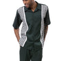 Essentials Collection: Montique's Checker Plaid Color Block Shorts Set Walking Suit In Emerald -72421