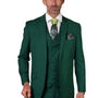 Pan Prestige Collection: 3PC Modern Fit Solid Color Suit With Super 150's Italian Wool In Forest Green