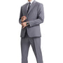 Velourville Collection: Men's 3 Piece Solid Hybrid Fit Suit In Grey