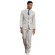 Men's Solid Textured 3-Piece Hybrid Fit Suit In Light Grey by Stacy Adams