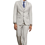 Dashify Collection: Men's Solid Textured 3 Piece Hybrid Fit Suit In Light Grey