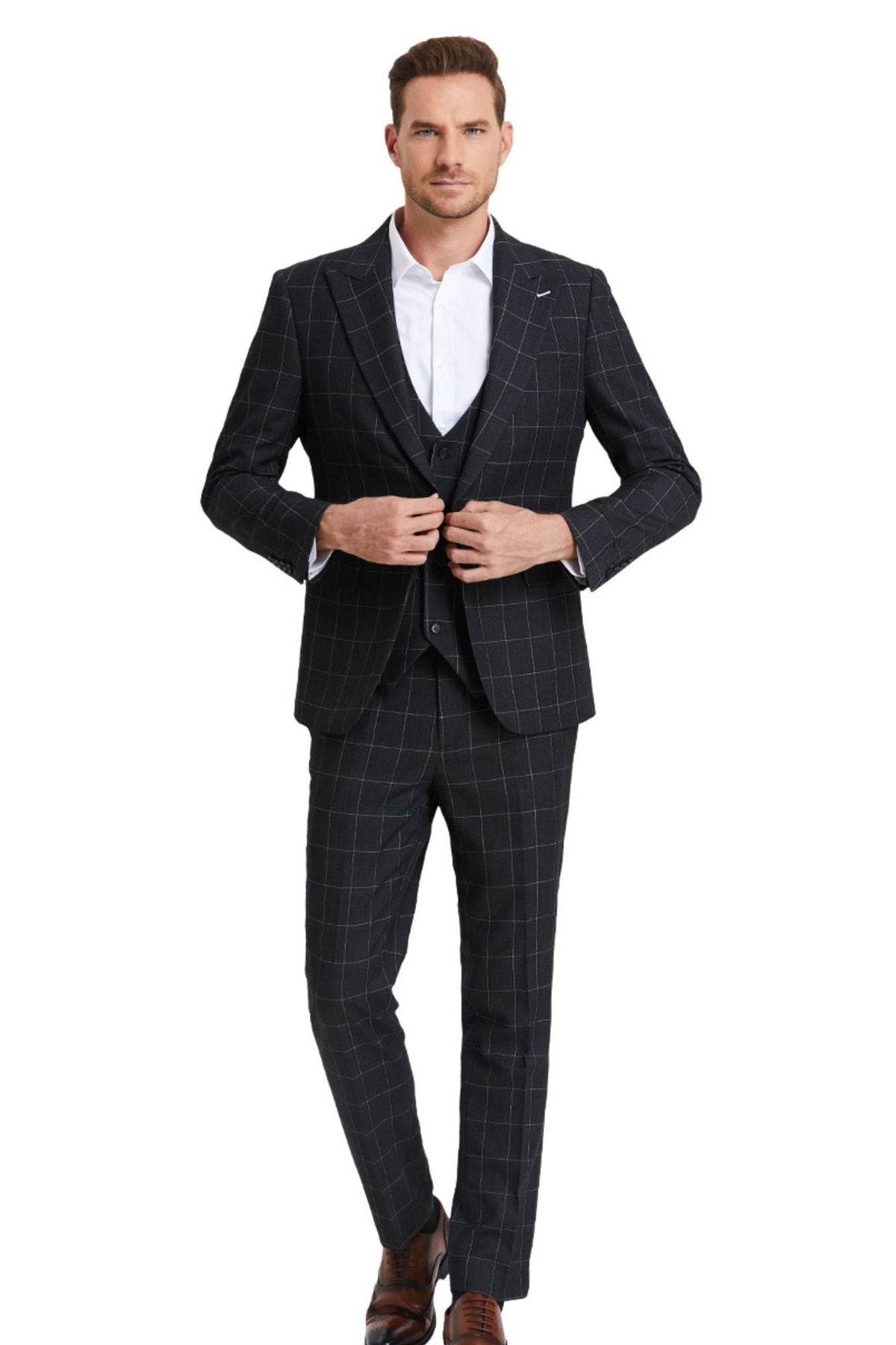 Dark Grey 3-piece suit on model