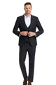 Dark Grey Windowpane 3-Piece Skinny Fit Suit
