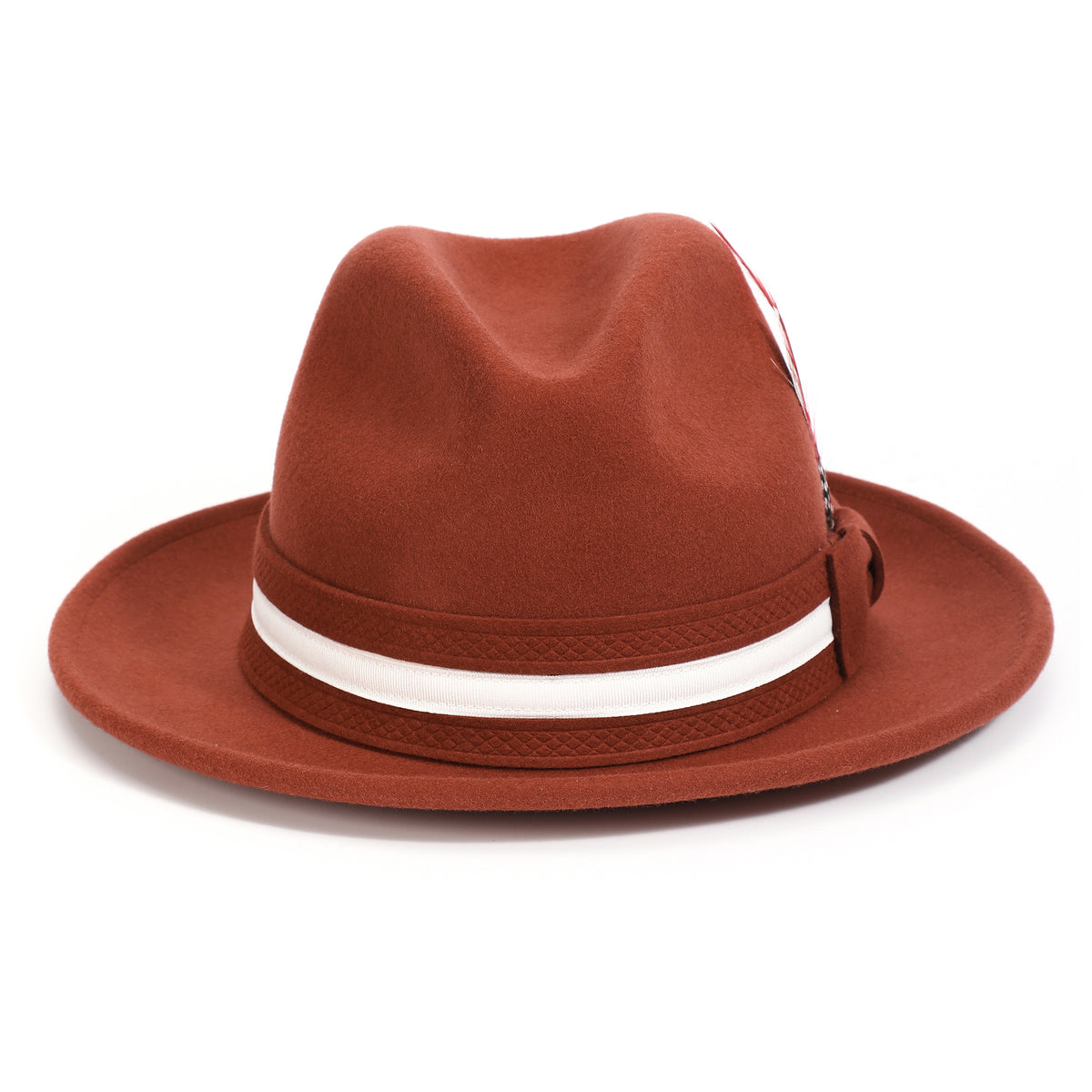 Cognac H-100 felt fedora by Montique - rear view