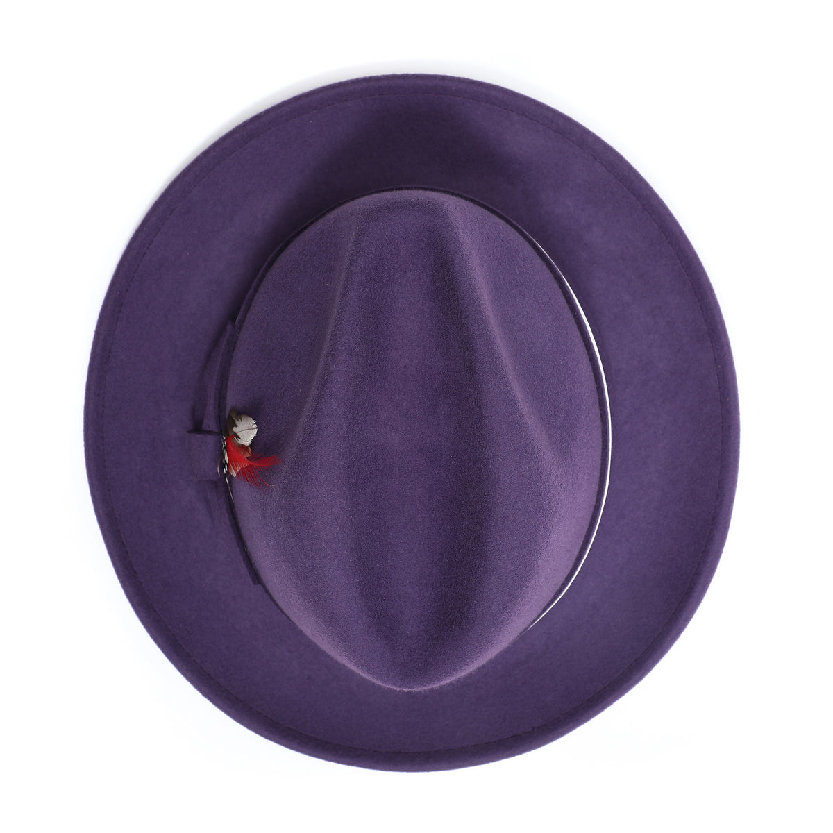 Grape H-100 felt fedora by Montique - top view of crown and brim