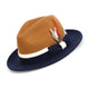 Cappuccino Navy Wide Brim Fedora Hat with White Band by Montique