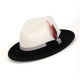 White Black Wide Brim Fedora Hat with White Band by Montique